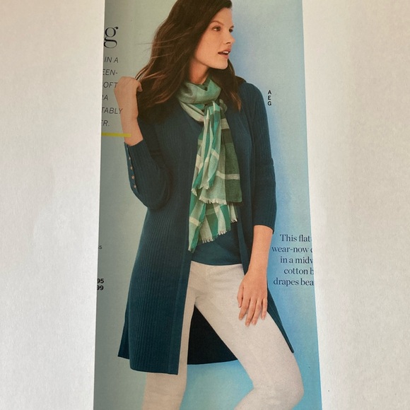 EUC teal long, ribbed, cotton-blend, no-close cardigan - Picture 1 of 7